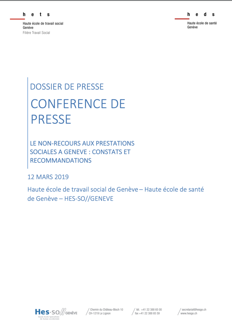 Le non-recours aux prestations sociales à Genève - Quelles adaptations de la protection sociale aux attentes des familles en situation de précarité ?